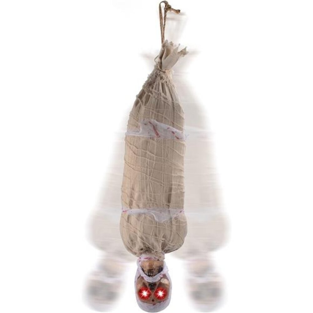 35" Halloween Animated Hanging Corpse with LED Light Up Eyes & Sound Effect